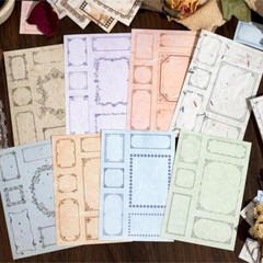 32Pcs Retro Tags Stamp Frame Paper Stickers Junk Journal Card Scrapbook Supplies
