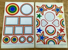 VTG Current Inc, 1981 Rainbow Stickers, 3 Partial 9” X 5 1/4” Sheets, 32 Count