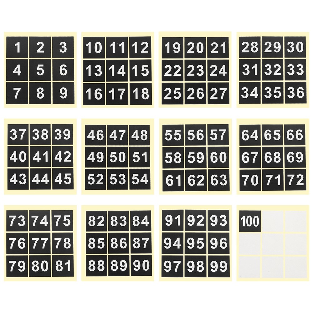 2″ Consecutive Number Stickers 1 Set Self Adhesive Number Decals Black