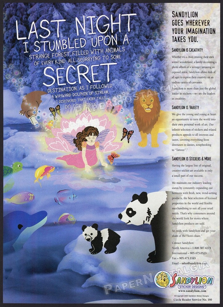 SANDYLION Stickers – Original 2001 Trade print AD / poster _ retailer promo ad