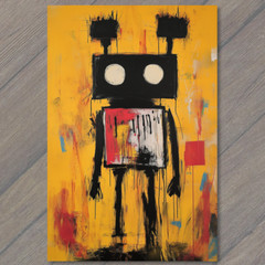 STICKER Boxy Robot Graffiti Bright Yellow Blue Red Raw Edgy Bold Sweet