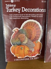 VTG 4X 90s Forget Me Not Thanksgiving Fall Decorations Honeycomb Tabletop & Wall