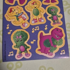 Barney Baby Bop BJ Riff music note cute Sticker Sheet 2010 2000s scrapbook