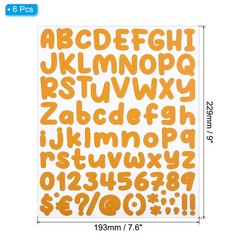 Alphabet Letters Numbers Stickers, 6 Sheets Self Adhesive Capital Decal, Orange