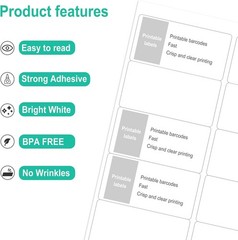 (2″ x 4″) 30 Sheets, Printable White Sticker Labels, Laser/Inkjet Printing – Mat