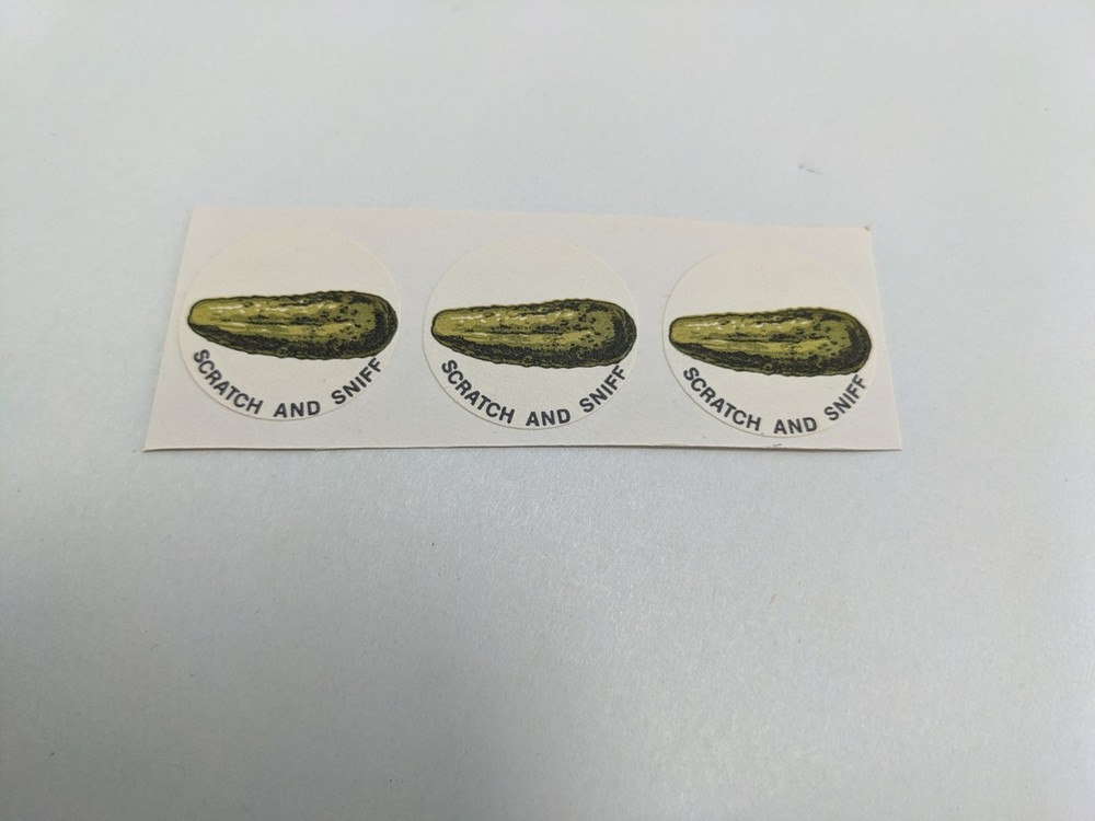 CTP Matte Scratch N Sniff Stickers Sheet of 3 PICKLE (Still Have Strong Smell)
