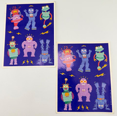 2 Vintage 1993 80’s Hallmark Cards Inc Robot Sticker Sheets 12 Total Stickers