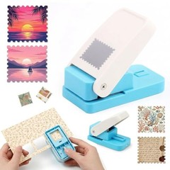 Postage Stamp Puncher -1X1inch Square Scalloped Edge Paper Puncher, 1×1 inch