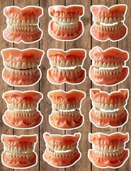 Dentures Fake Teeth Die Cut Vinyl Stickers Set Scrapbooking Laptop WaterBottle