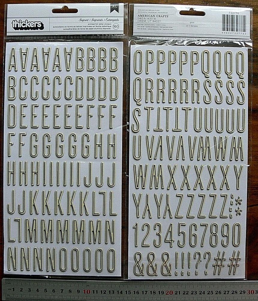 IMPRINT WHITE & BLACK Gold Lines & GLOW in the DARK Av 30mmH&3-15mmW Choice L4L