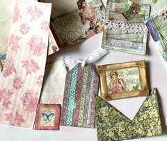 20pc Shabby Chic Junk Journal Making Kit, Handmade Ephemera, Cards, Lace Pockets