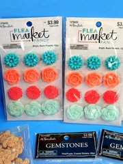 HUGE SCRAPBOOK PAPER STUDIO SPARE PARTS EMBELLISHMENTS RESIN FLOWERS CROCHET GEM