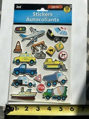 JOT Pop-Up Stickers Vehicles Transportation Cars Trucks Plane Taxi Police 18ct