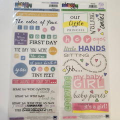 NEW Lot 2 Sheets Stickers BABY GIRL Phrase Cafe Words Phrases Quotes -G