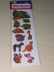 Oriental Trading Company Pearl Opal Stickers NIP Zoo, 11 Stickers Per Package