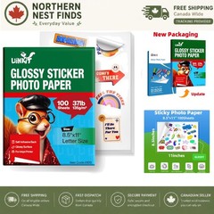 100 Sheets Printable Glossy Sticker Paper – Self-Adhesive for Crafting Needs
