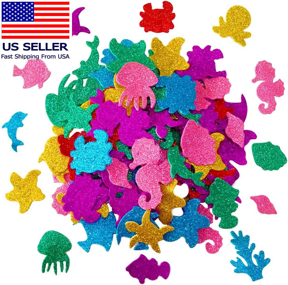 Glitter Colorful Sea Animals Shapes Foam Stickers Self Adhesive Kid’S Arts Craft