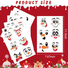 Snowman Faces Stickers,42 Pcs Cute Snowman Face Decals Christmas Vinyl Glass Win