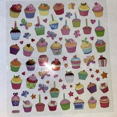 Birthday CUPCAKE Sticker Sheet Scrapbook Planner Craft Stickers