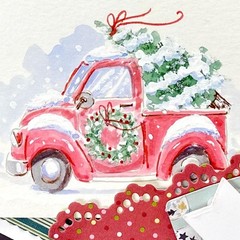New ART IMPRESSIONS clear rubber stamp watercolor LITTLE TRUCK SET free USA ship