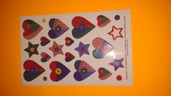 Current Inc Patchwork Hearts Sticker Sheet Heart Star Buttons Vintage USA Craft