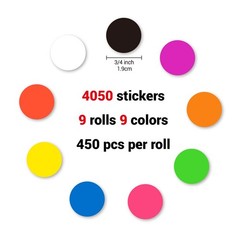 4050 PCS 9 Color 3/4 Inch Round Dot Stickers Color Coding Labels Removable