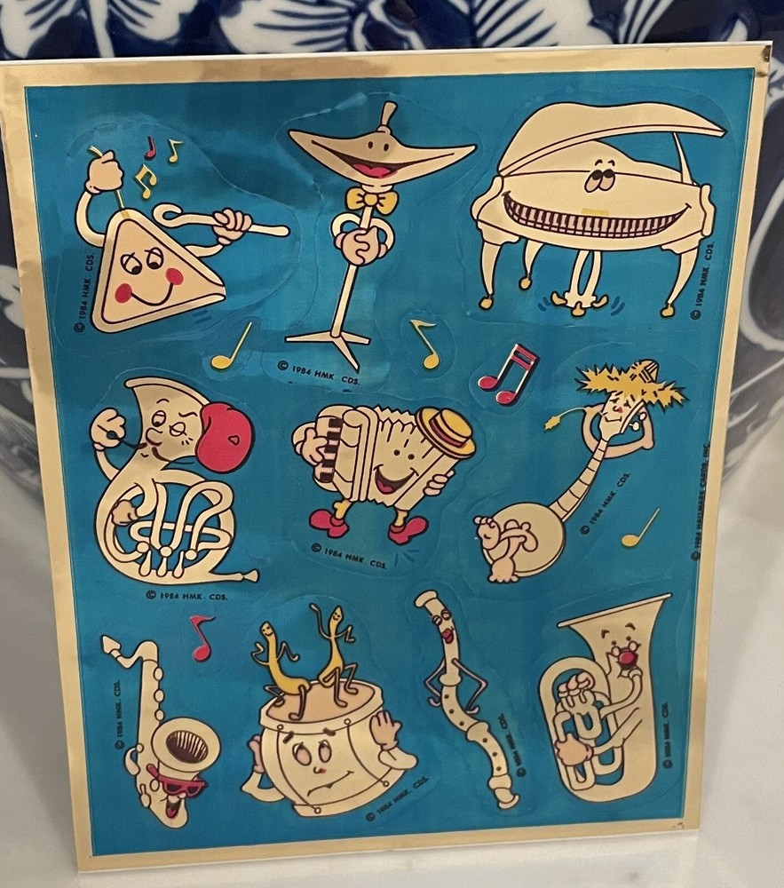 Vintage 80s Hallmark RARE Razzle Dazzle Instrument Stickers