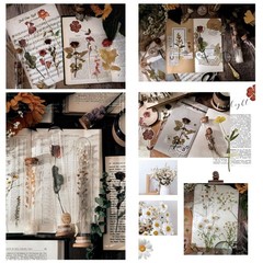 80PCS Large Dried Flower Stickers – Waterproof Transparent Floral Decals for Scr