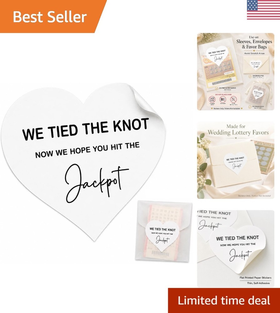 120 Heart-Shaped ‘We Tied the Knot’ Lottery Ticket Stickers for Weddings