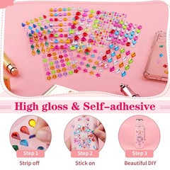 407pcs Gem Stickers Crafts for Kids, Self Adhesive Jewel Stickers, Acrylic Bl…