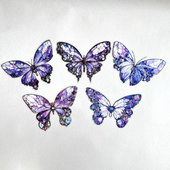 Large Holographic Butterfly Stickers Purple Junk Journal Collage