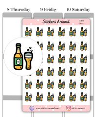 Beer Bottle Planner Sticker, Alcohol Drink Sticker, Calendar & Bullet Journal