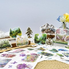 100 Sheets Vintage Flower Scrapbooking Stickers Set – Aesthetic Craft & Journali