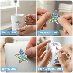 Silver Star Stickers Roll 1 inch Adhesive Sparkly Shiny Stars Labels Waterpro…