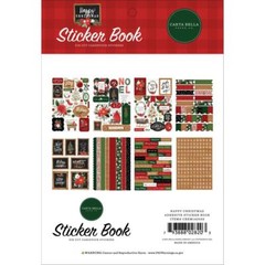 CB Sticker Book Happy Christmas Tree Stocking Ornaments Sleigh Noel Flowers Tags