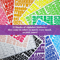 3504 PCS Multicolor Small Alphabet Number Stickers, 24 Sheets 0.5 Inch Self-Adhe