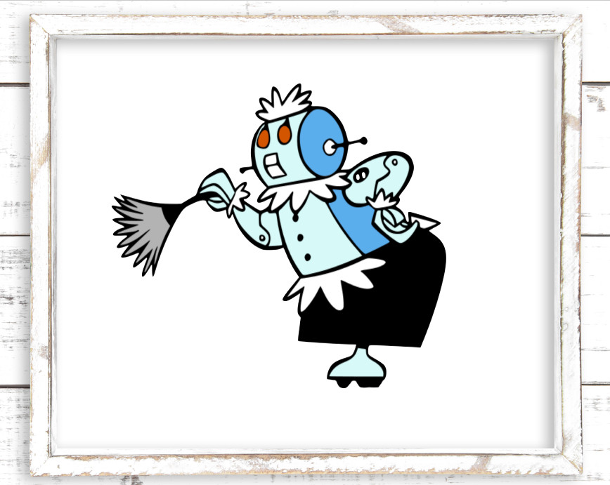 Full Color Rosie The Robot with Feather Duster Sticker for your Robot Floor Vac