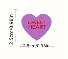 500 pc Sticker Seals Roll Happy Valentines Message Candy Heart Self Adhesive NEW