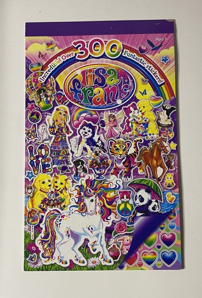 2013 Lisa Frank Sticker Book 4 Sheets 5.75in x 9.5in Over 300 Fantastic Stickers