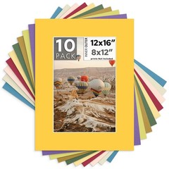 Mat Board Center, Pack of 10, 12×16 Mixed Color White Core Picture Mats for 8…