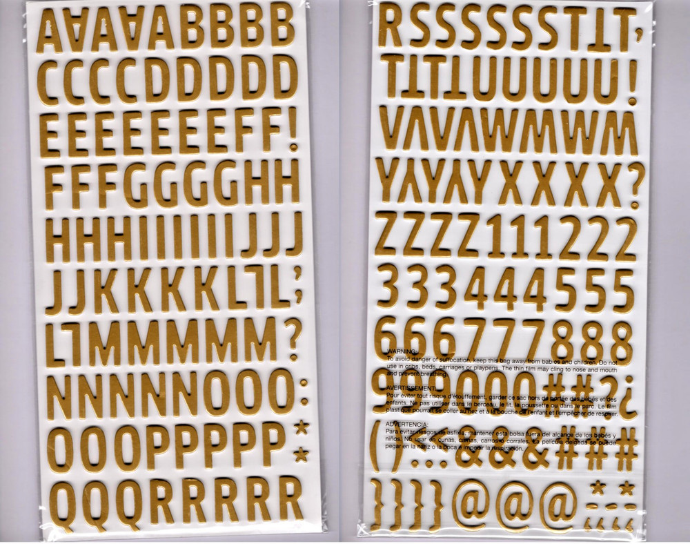 Dear Lizzy WOODLAND ALPHABET (2) SHEETS GOLD FOIL ON FOAM THICKERS
