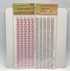 ⭐️ (2pk) Crafter’s Square Jewel Borders Scrapbook Sticker Lot – Pink Clear White