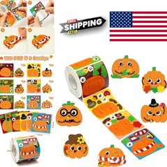 Halloween Pumpkin Stickers Roll 300 Waterproof Vinyl Stickers for Scrapbooking