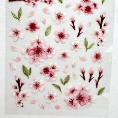 Suatelier Pink Water Blossom Dimensional Planner Stickers Scrapbooking Journal