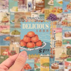 Vintage Aesthetic Food Postage Stamp Stickers for Adults – Gourmet
