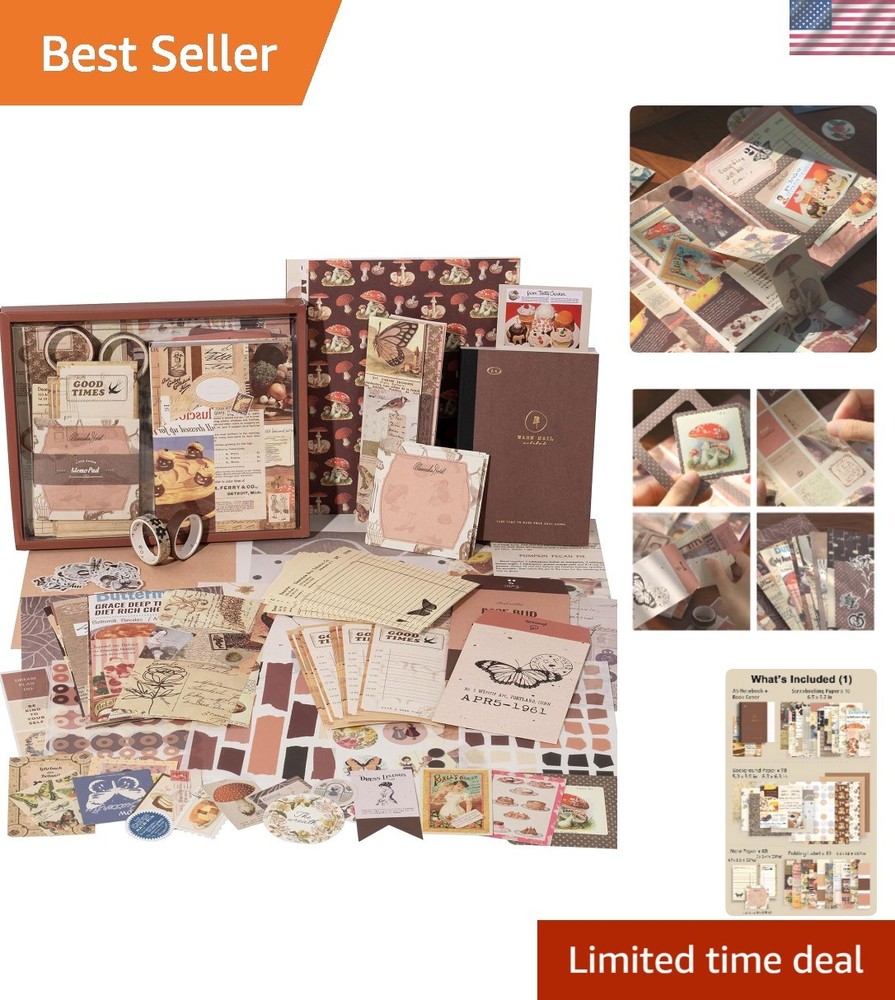 Vintage Junk Journal Supplies Kit, Brown Scrapbook Supplies, Scrapbooking and…