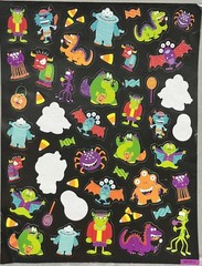Rare Vintage Stickers Collectible Halloween Glitter Monsters Candy Creatures