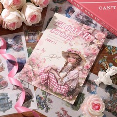 Auguro Scrapbook Stickers 20 Sheets 240 Pre-Cut Washi Flower Story