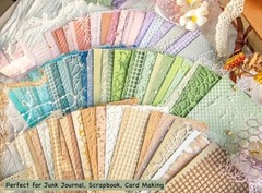 96 Sheets Textured Scrapbook Paper and Mesh Fabric Assorted Set – 6 ARTSMN008