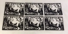 Christmas Die Cuts * Winter Sleigh Ride Scene * Set of 6 * Black or White